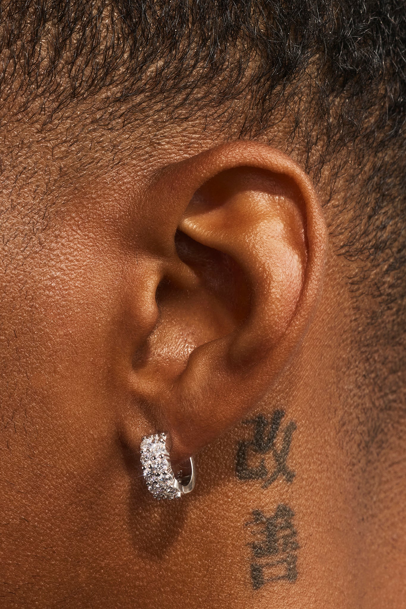 Moissanite Double Row Huggie Earrings - 12mm - White